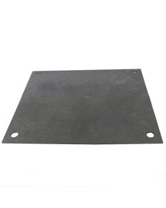 Heavy-duty plain steel road plate with lifting holes for trench and surface protection.